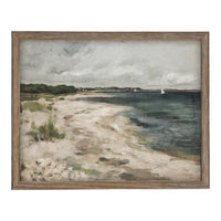Vintage Framed Seascape Canvas Art Print: Coastal Beach House Decor #COAS-205