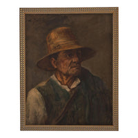 READY TO SHIP 8X10 Framed Canvas Art // Framed Vintage Print // Vintage Painting // Painting of a Man with Pipe // Moody Art //#P-555
