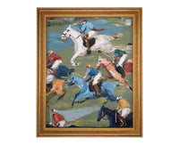 Vintage Framed Canvas Art // Framed Vintage Print // Vintage Painting // Polo Match Equestrian Art // Farmhouse print //#A-196