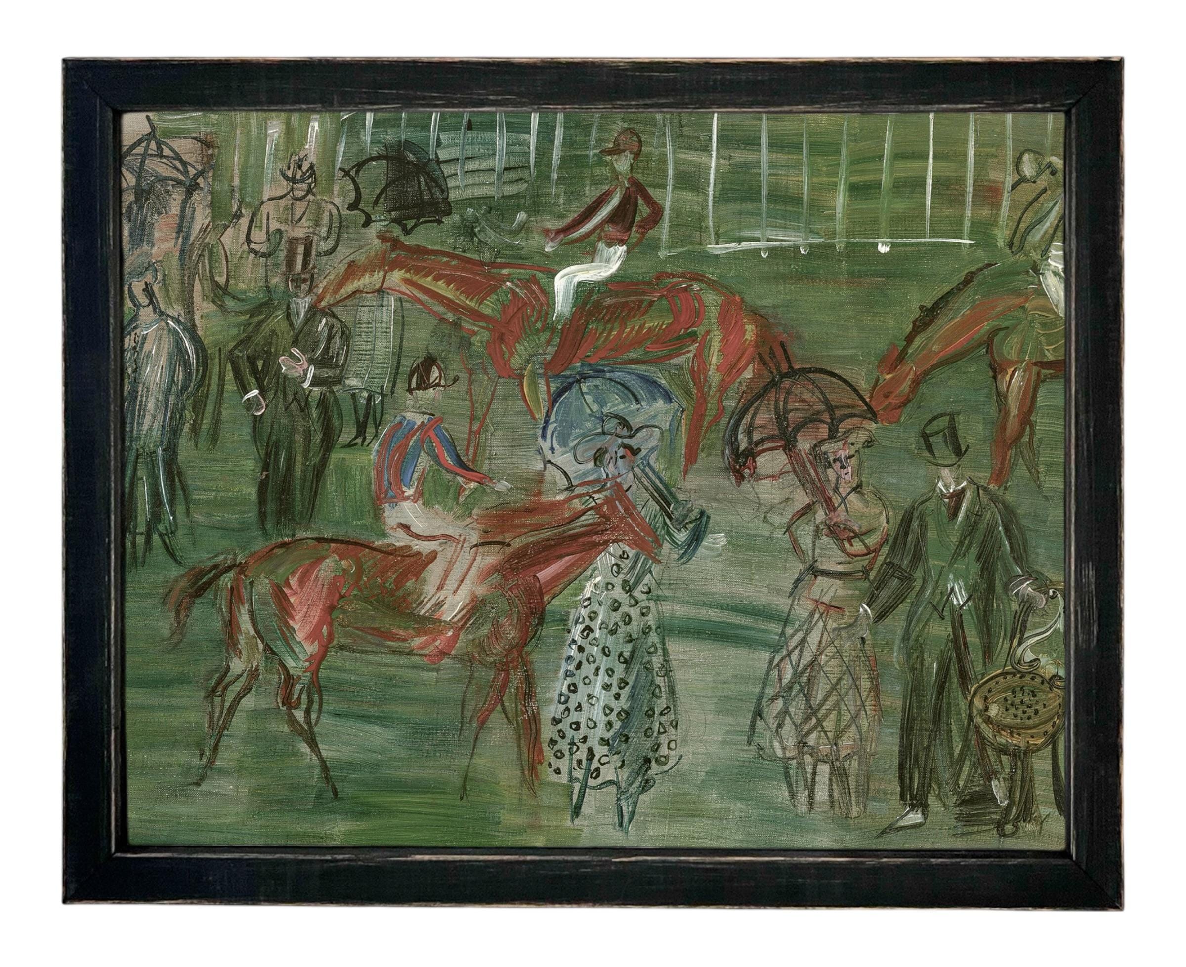 Vintage Framed Canvas Art // Framed Vintage Print // Vintage Painting // Race Day Equestrian Art // Farmhouse print //#A-201