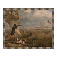 Vintage Landscape Print: Framed Canvas Antique Hunting Scene Art #A-198