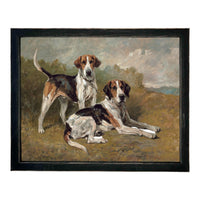 Framed Vintage Canvas Print: Neutral Print with hound dogs #A-200