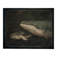 Framed Vintage Seascape Canvas Print; Coastal Beach Art; Nautical Art; Whale #COAS-206