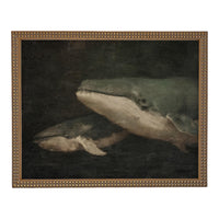 Framed Vintage Seascape Canvas Print; Coastal Beach Art; Nautical Art; Whale #COAS-206