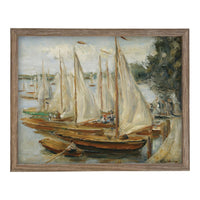 Vintage Sailboats Painting: Framed Canvas Print, Beach House Art #COAS-204