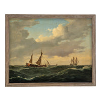 Vintage Sailboats Painting: Framed Canvas Print, Coastal Art #COAS-203