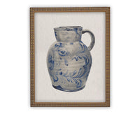 Vintage Framed Canvas Print: Blue White Pottery Still Life #ST-640