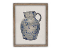 Vintage Framed Canvas Print: Blue White Pottery Still Life #ST-640
