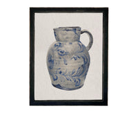 Vintage Framed Canvas Print: Blue White Pottery Still Life #ST-640