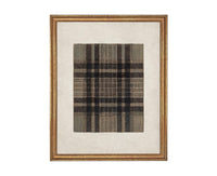 Framed Vintage Canvas Print: Neutral Plaid Tapestry Art #MSC-109
