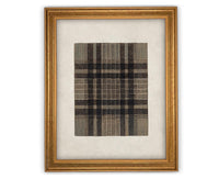 Framed Vintage Canvas Print: Neutral Plaid Tapestry Art #MSC-109