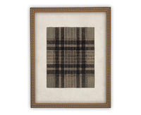 Framed Vintage Canvas Print: Neutral Plaid Tapestry Art #MSC-109