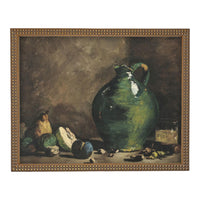Vintage Framed Canvas Print: Green Pottery Still Life #ST-639