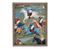 Vintage Framed Canvas Art // Framed Vintage Print // Vintage Painting // Polo Match Equestrian Art // Farmhouse print //#A-196