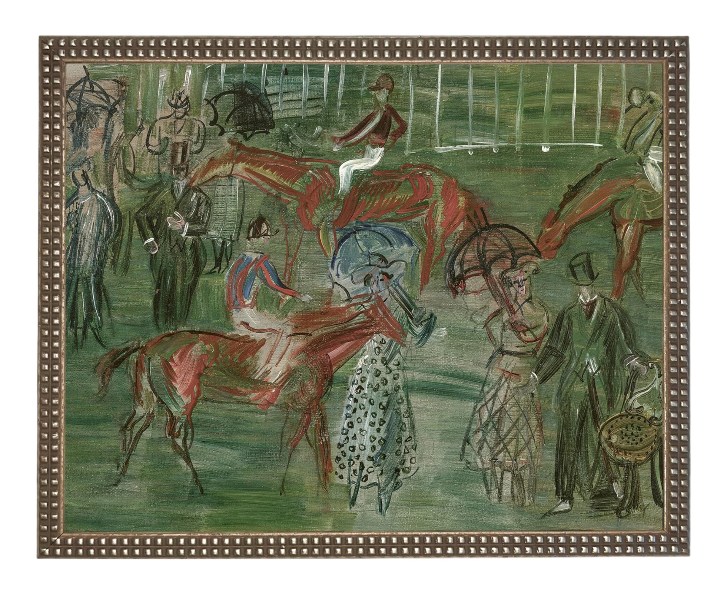 Vintage Framed Canvas Art // Framed Vintage Print // Vintage Painting // Race Day Equestrian Art // Farmhouse print //#A-201