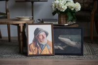 READY to SHIP 11x14 Framed Canvas Art // Framed Vintage Print // Vintage Portrait of a Fisherman// Farmhouse print //#P-556