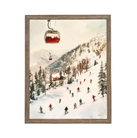 Vintage Ski Slope Canvas Print: Framed Winter Scene Art, Farmhouse Decor #CH-331