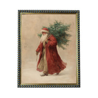 Framed Vintage Santa Christmas Canvas Print: Farmhouse Winter Art Print #CH-334