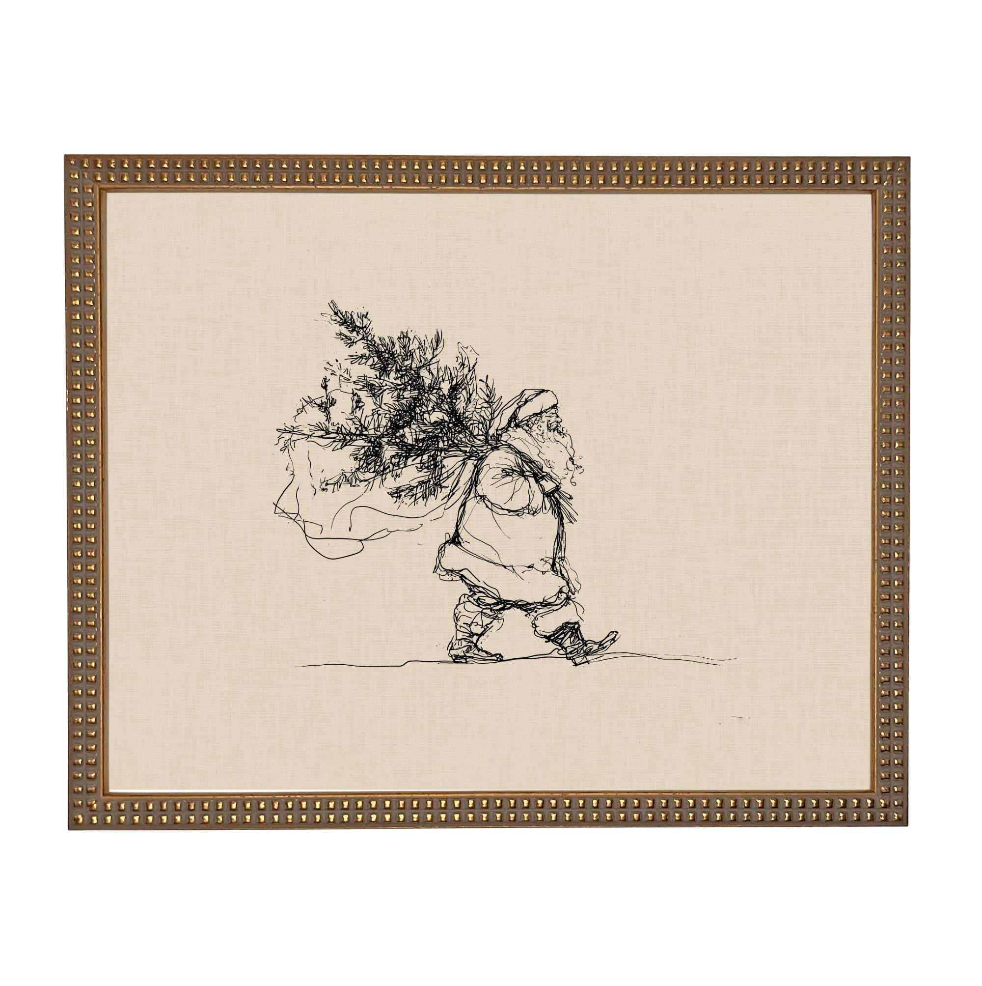 Vintage Christmas Santa Canvas Print: Farmhouse Framed Art #CH-335