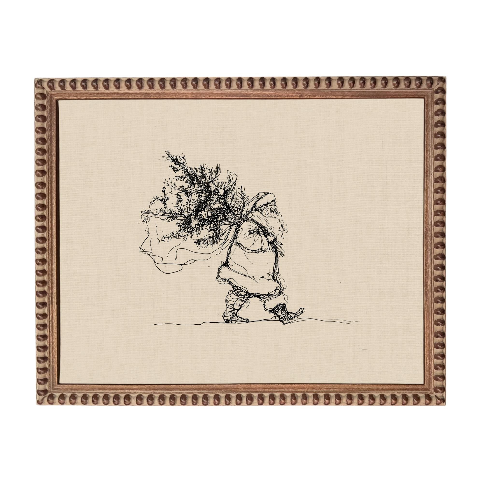 Vintage Christmas Santa Canvas Print: Farmhouse Framed Art #CH-335