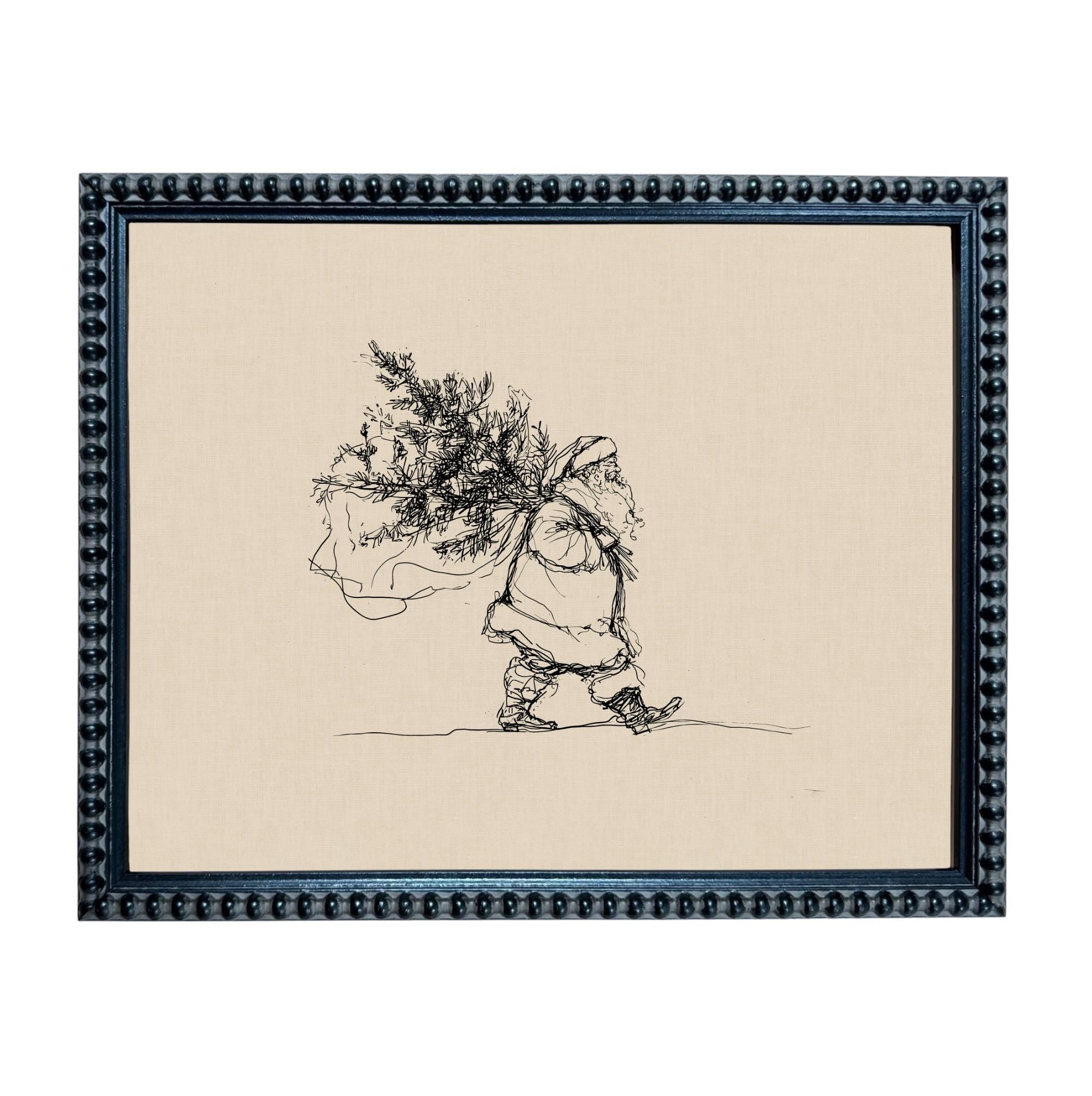 Vintage Christmas Santa Canvas Print: Farmhouse Framed Art #CH-335