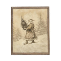 Vintage Christmas Santa Canvas Print: Farmhouse Framed Art #CH-336