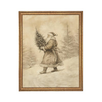 Vintage Christmas Santa Canvas Print: Farmhouse Framed Art #CH-336