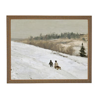 Vintage Sleigh Ride Canvas Print: Framed Winter Christmas Farmhouse Art CH-337