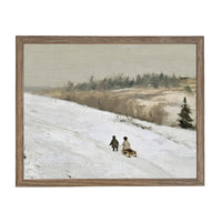 Vintage Sleigh Ride Canvas Print: Framed Winter Christmas Farmhouse Art CH-337