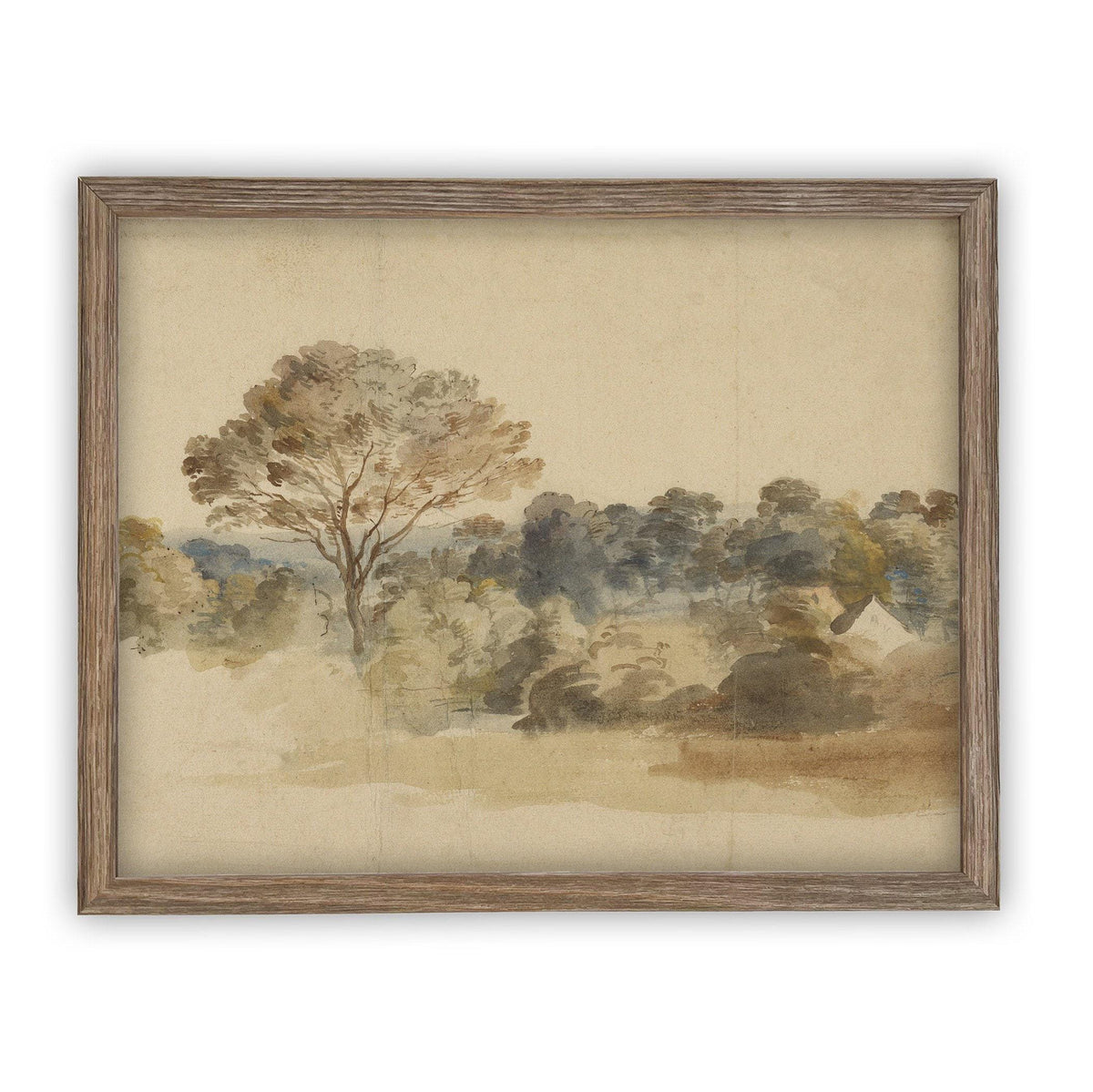READY to SHIP 11x14 Vintage Landscape Canvas Print: Muted Farmhouse Art