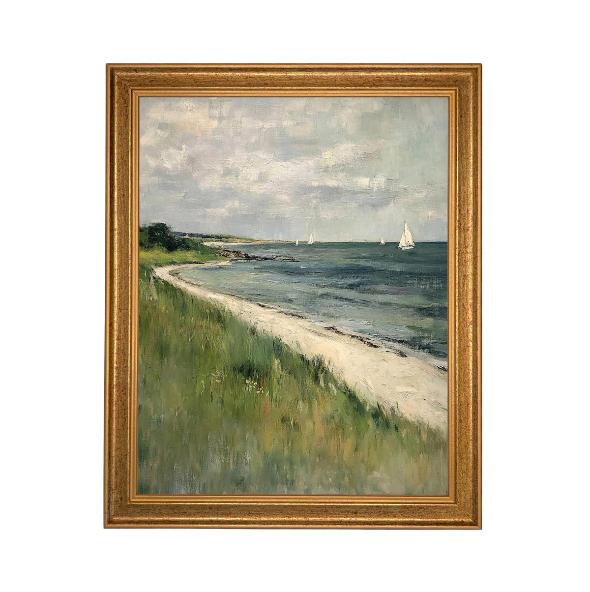 READY to SHIP 11X14 Framed Coastal Canvas Print: Vintage Beach House Art #COAS-209