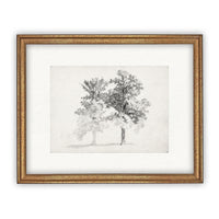 READY TO SHIP 16x20 Framed Canvas Print: Black and White Tree Sketch