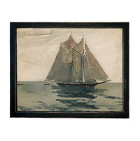 READY to SHIP 18X24 Framed Vintage Coastal Seascape Canvas Print: Sailboat Art, Beach House Decor #COAS-210