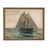 READY to SHIP 18X24 Framed Vintage Coastal Seascape Canvas Print: Sailboat Art, Beach House Decor #COAS-210