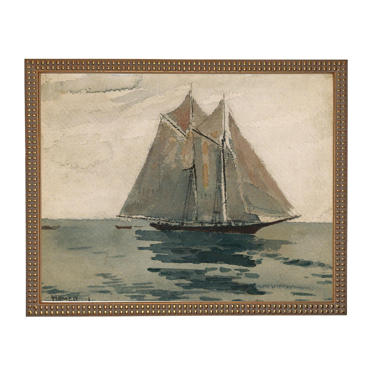 READY to SHIP 18X24 Framed Vintage Coastal Seascape Canvas Print: Sailboat Art, Beach House Decor #COAS-210