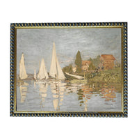 Framed Sailboat Seascape Coastal Canvas Print: Vintage Beach House Art #COAS-212
