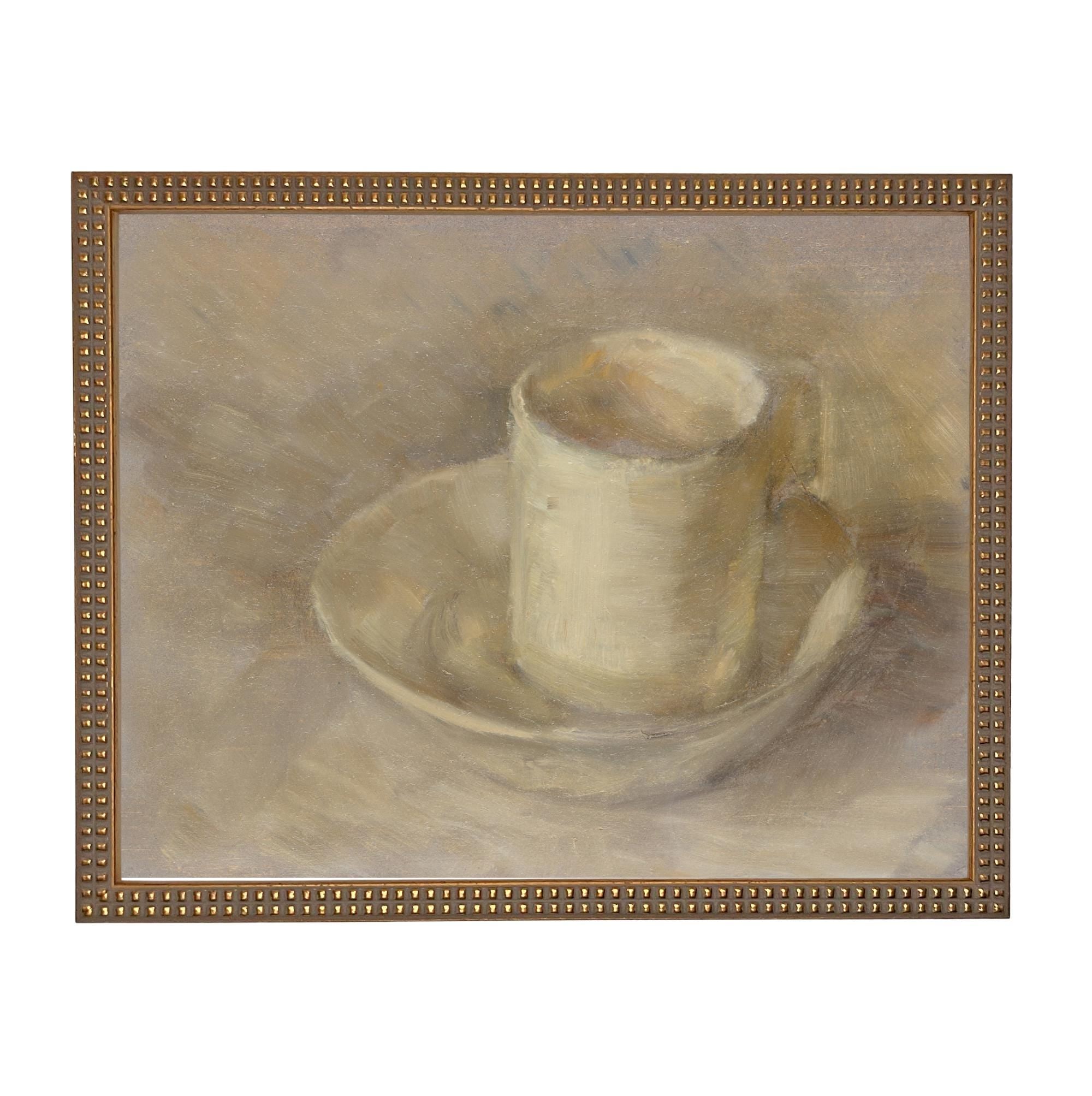 Framed Neutral Vintage Kitchen Pottery Still Life Canvas Print ST-647