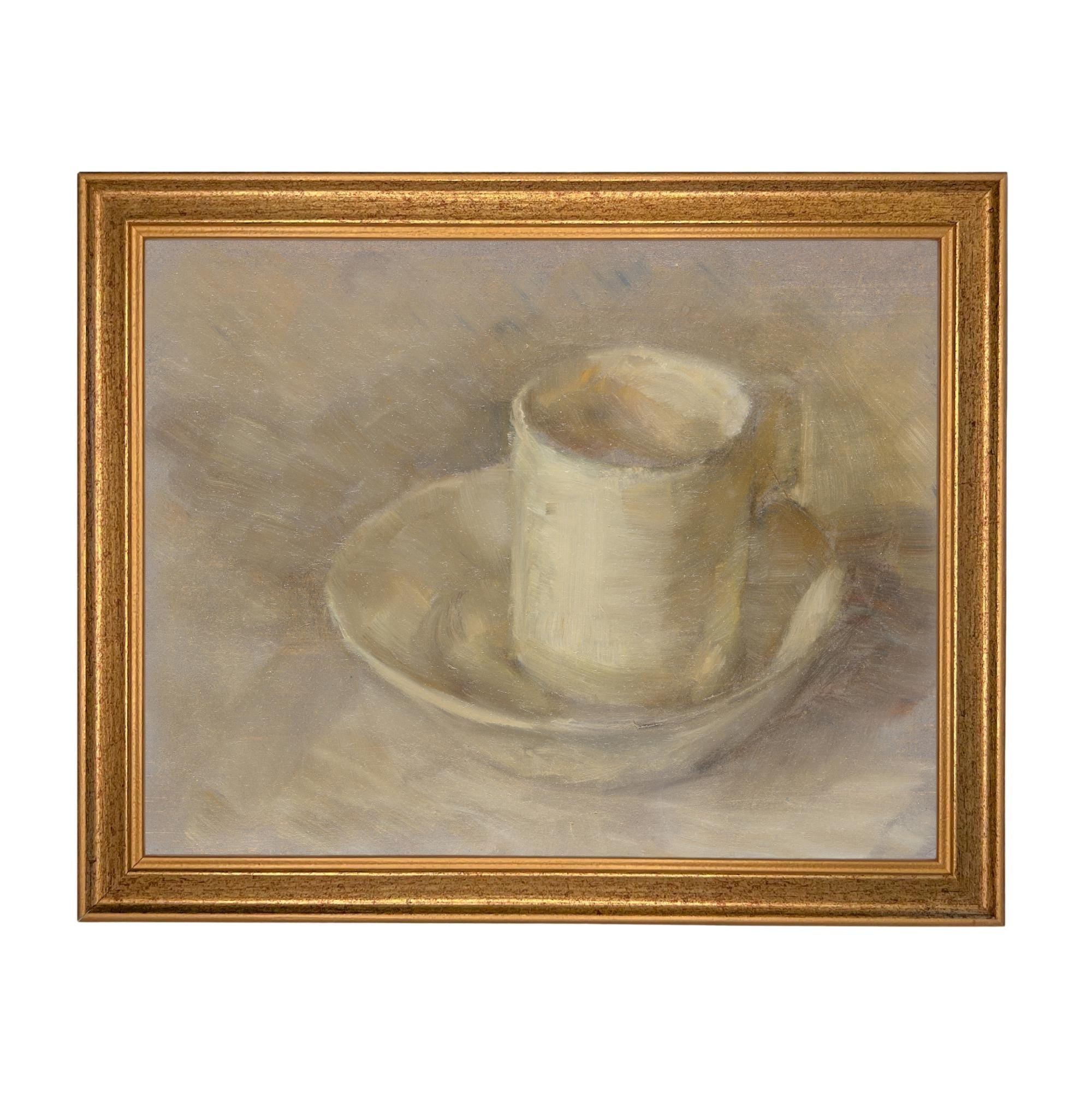 Framed Neutral Vintage Kitchen Pottery Still Life Canvas Print ST-647