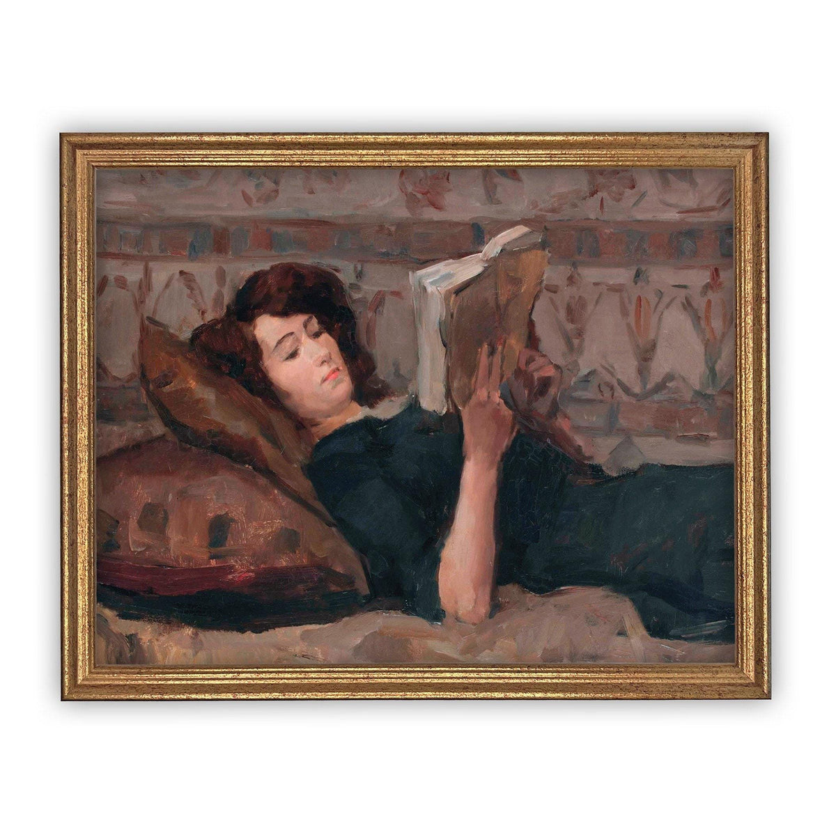 Framed Reading Woman Portrait #P-508