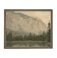 Framed Canvas Lake House Print: Vintage Cabin Landscape Art #CAB-102