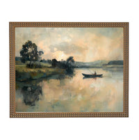 READY to SHIP 18X24 Framed Vintage Fisherman Print on Canvas: Lake House Cabin Art #CAB-109