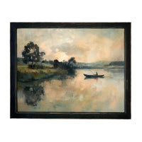 READY to SHIP 18X24 Framed Vintage Fisherman Print on Canvas: Lake House Cabin Art #CAB-109