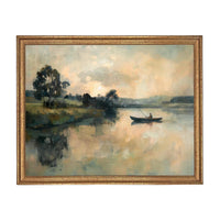 READY to SHIP 18X24 Framed Vintage Fisherman Print on Canvas: Lake House Cabin Art #CAB-109