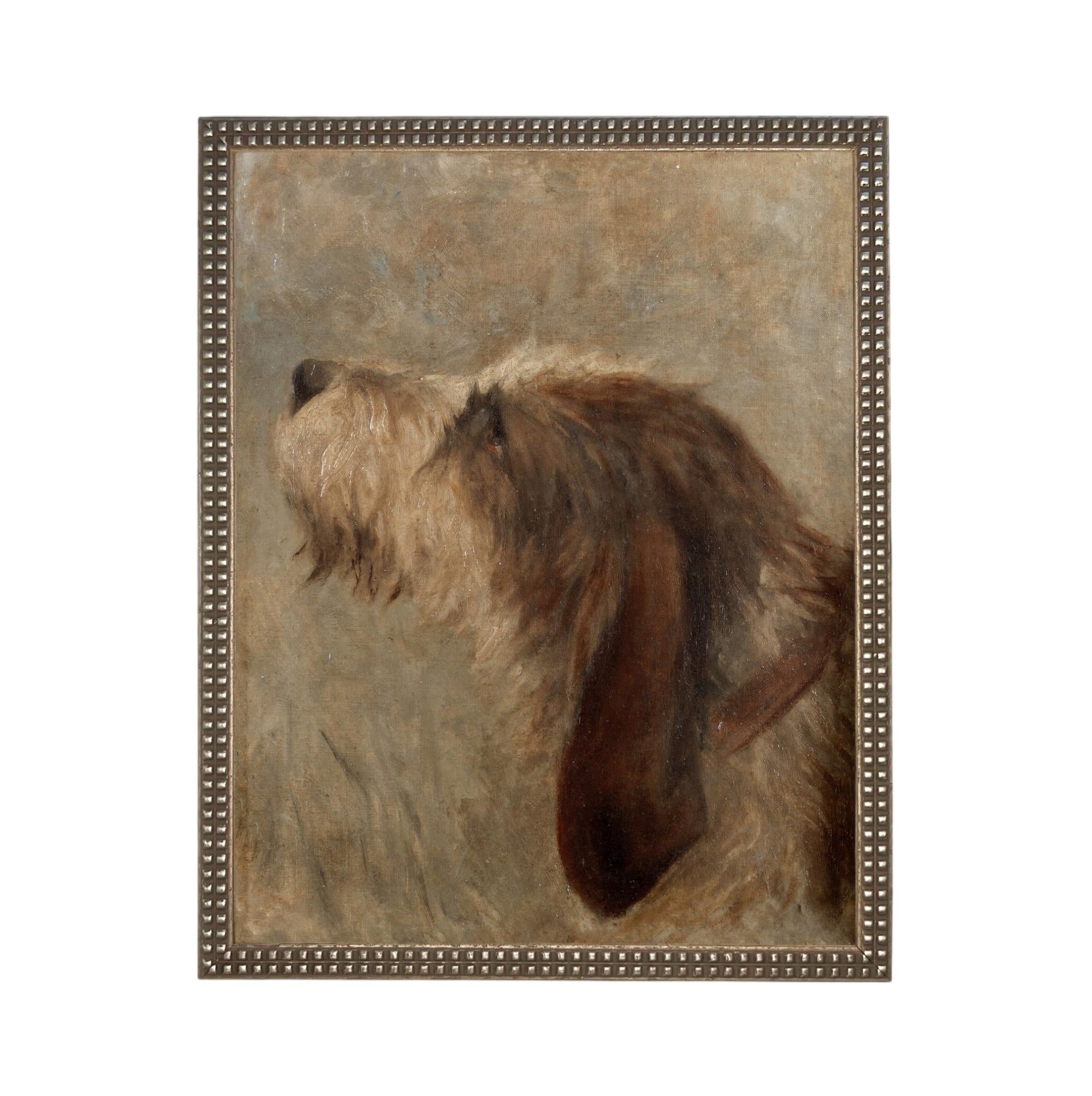 Framed Vintage Dog Canvas Print: Otterhound Dog Painting #A-208