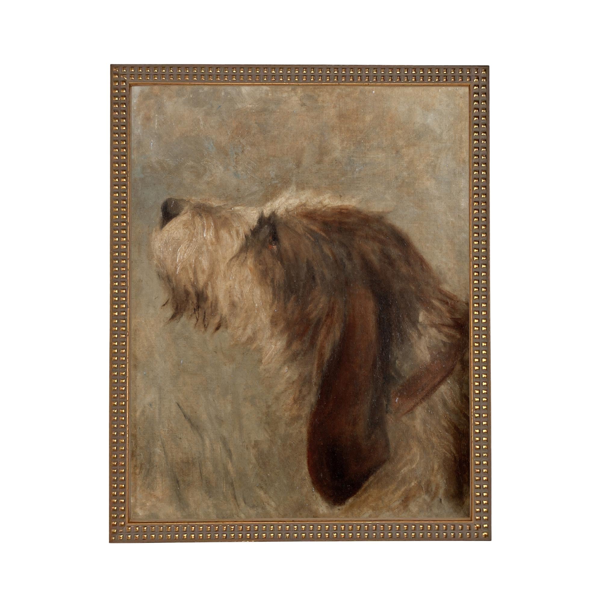 Framed Vintage Dog Canvas Print: Otterhound Dog Painting #A-208