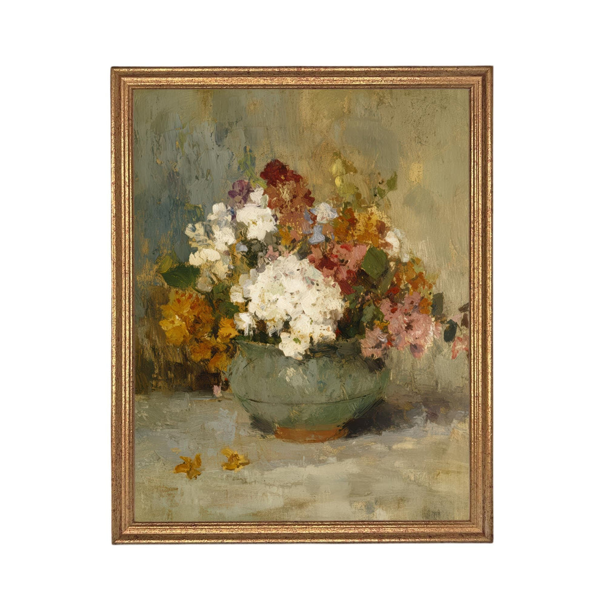 Vintage Floral Still Life Framed Canvas Print #BOT-172