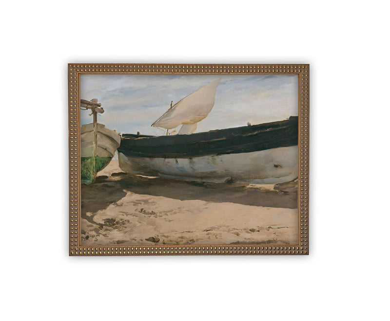 READY to SHIP 11x14 Framed Sailboat Canvas Art: Nautical Beach Print