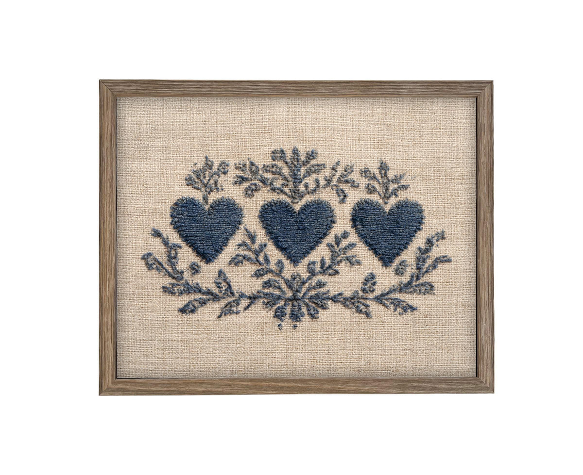 Framed Vintage Canvas Print: Folk Art Heart Tapestry Art #MSC-110
