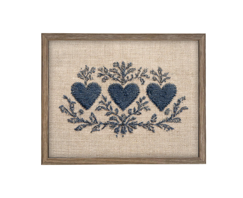 Framed Vintage Canvas Print: Folk Art Heart Tapestry Art #MSC-110