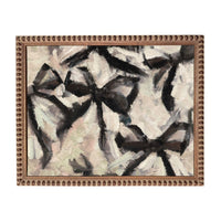 The image is an abstract painting featuring a black and white color scheme with various shapes and textures.